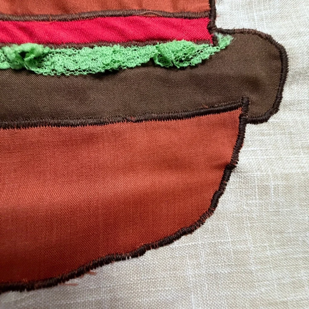 Vintage‎ Handmade Vintage Cheeseburger Applique Linen Apron Novelty Folk Art